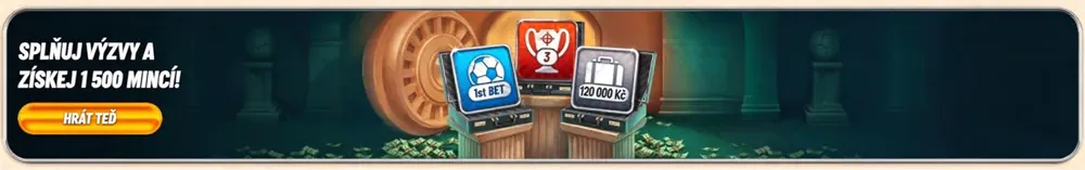 Banner herních výzev a odměn za věrnost Vegasino